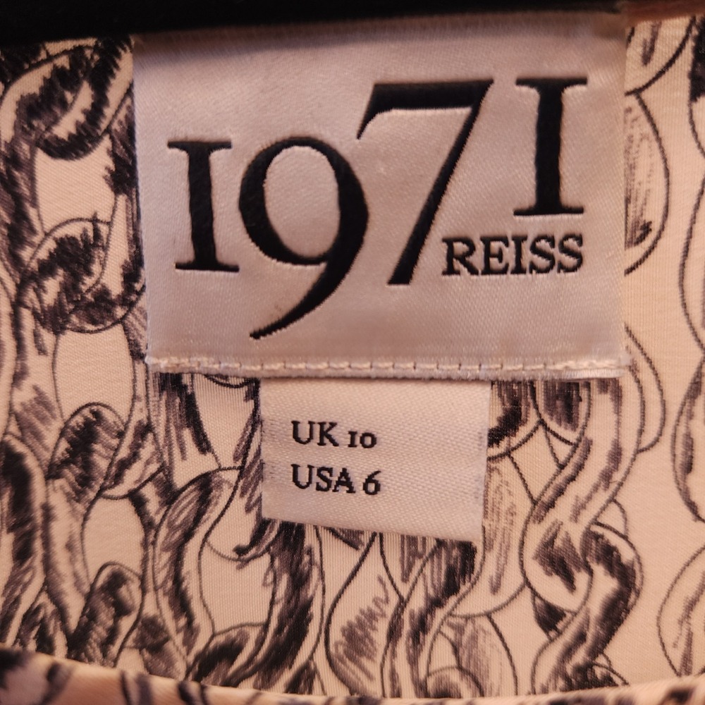 Reiss 1971 100% Silk Blush Pink Navy Print Sleeveless Blouse Size 6 Boho - Picture 9 of 13